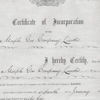 Certificate of Incorporation of Marple Gas Company Ltd : 1855