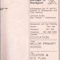 Letter to Tom Arnold MP re Development of Mellor Primary School 1989