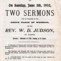 Notices of Services : Two Sermons 1909,1910 and 1912