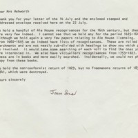 Records Held at Derbyshire County Archive : Letter 1985