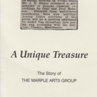 Booklet : A Unique Treasure : The Story of The Marple Arts Group by Richard McClean