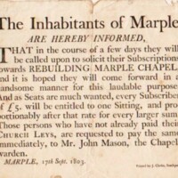 Notice for Raising Money to Rebuild Marple Chapel