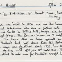 Rose Hill House information from Mr F G Nixon : 1987