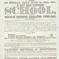 Flyer announcing :  Mr H R Wrigley Day &amp; Evening School : 1851