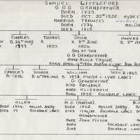 Samuel Littleford Family Tree : 1773 - 1926