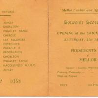 Mellor Cricket &amp; Sports Club : Souvenir Sports Card : 1956