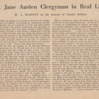 Article from the &quot;Listener&quot;  25.11.54. &quot;A Jane Austen Clergyman in real life&quot;
