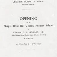 Marple Rose Hill County Primary School Opening : 1952 &amp; Golden Jubilee 2002.