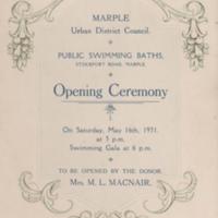 Marple Swimming Baths : Opening Ceremony : 1931