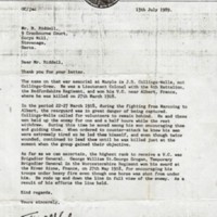 Letter from Daily Mirror : Name on War Memorial : 1989