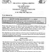 High Lane Residents&#039; Association AGM : 1994