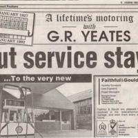 Newspaper inset advertisement for Yeates&#039; Garage 1992