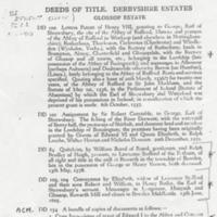 Deeds of Title : Derbyshire Estate held at Sheffield Archives
