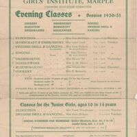 Girls Institute Evening Classes Leaflets : 1925-26 &amp; 1930-1931