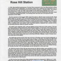 Information on Rose Hill Station from Rose Hill Website : 2004