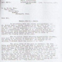 Correspondence regarding  Rehanging Frame and Bells 1935