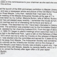 Email : Warwick Burton attending Marple Antiquarian Society. 1962