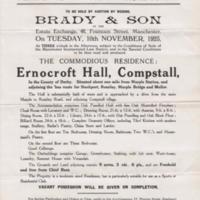 Auction of Ernocroft Hall, Compstall 1925