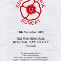 Programme  for Marple Remembrance Service 2001