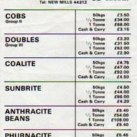 Flyer showing Ludworth Moor Coal Company prices : 1983